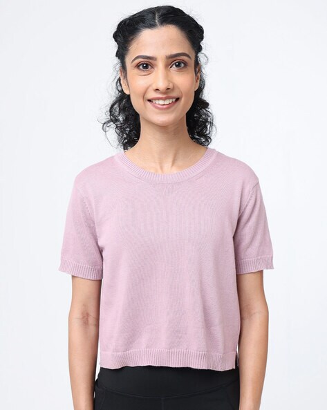 BlissClub Solid Women Round Neck Purple T-Shirt - Buy BlissClub Solid Women  Round Neck Purple T-Shirt Online at Best Prices in India