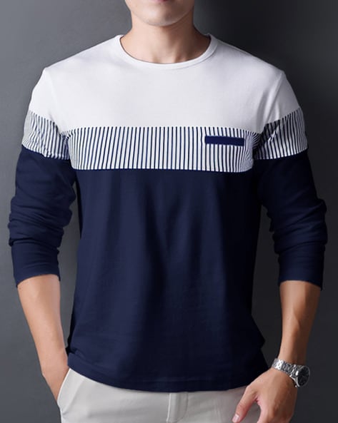 Buy Navy Blue & White Tshirts for Men by EYEBOGLER Online