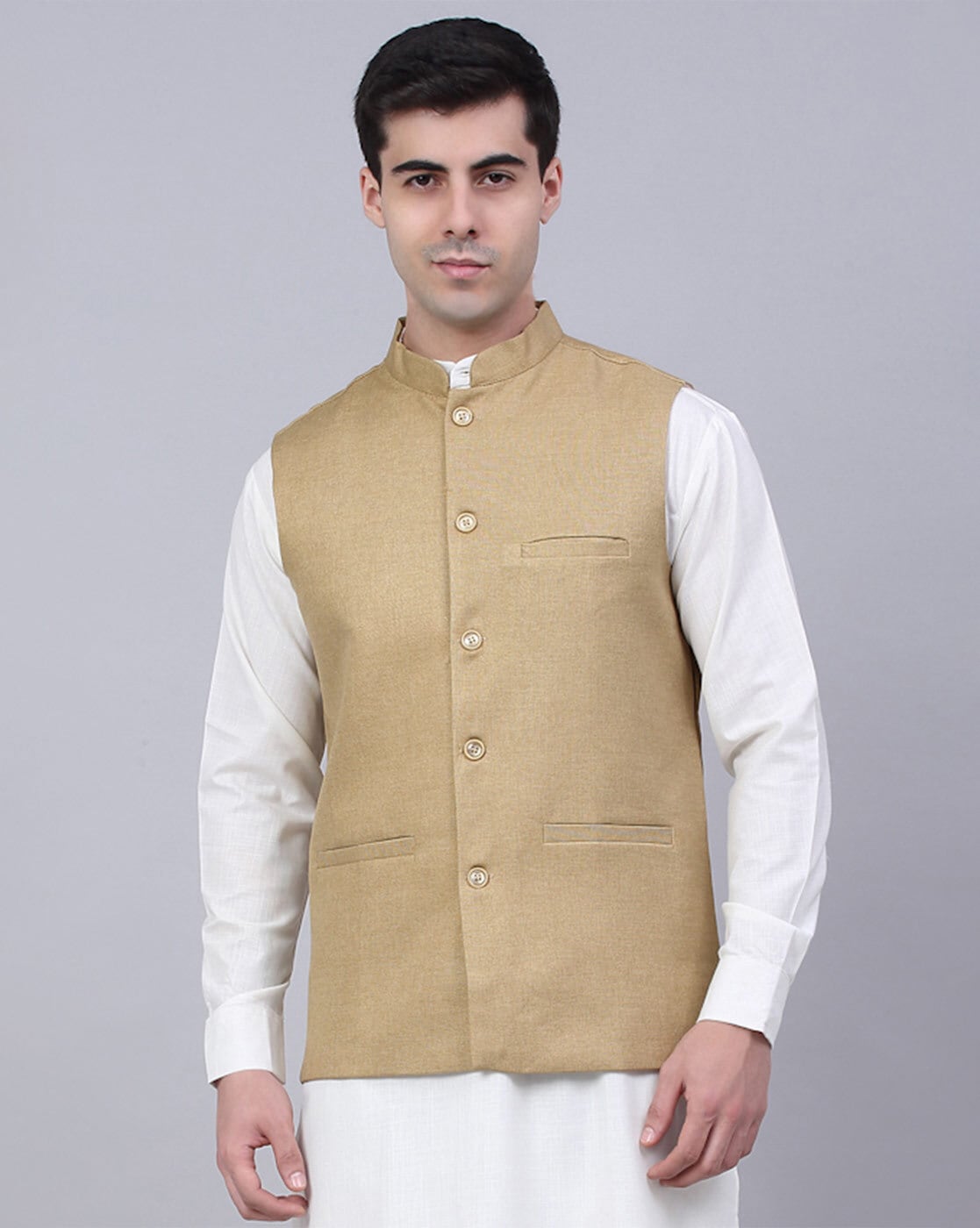 Off White Nehru Jacket Set – Karan Moin