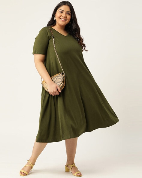 Buy Olive Green Dresses for Women by Zima Leto Online | Ajio.com