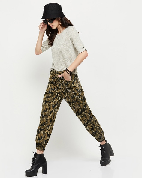 Camo Print Cargo Pants High Waist Casual Pants Spring Fall - Temu