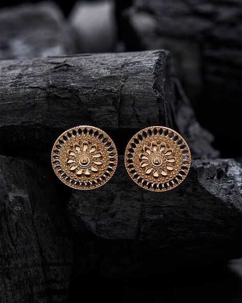 Golden Round Gold Plated Diamond ear Studs In Pure Silver For Men at Rs  1899/pair in Jaipur