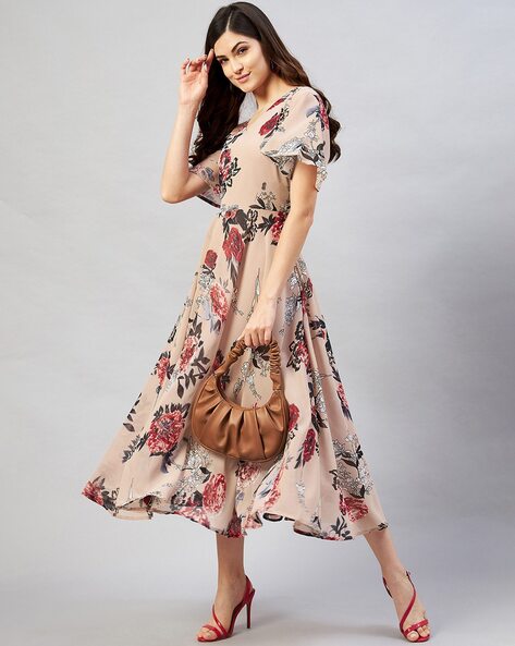 French Elegant Floral Midi Dress With Puff Sleeves Beach Style Floral  Evening Dress For Women, Korean Fashion 2023 Summer Design From Mantle,  $23.81 | DHgate.Com