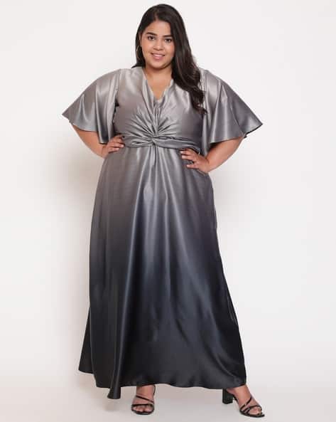 Buy Amydus Women Plus Size Satin A-Line Dress Online