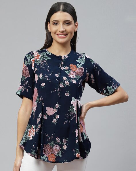 Floral Print Button-Down Top 