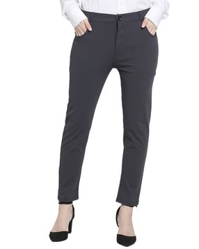 Smarty Pants women's cotton lycra ankle length black formal trouser