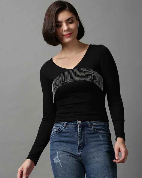 Buy Black Tops for Women by SHOWOFF Online