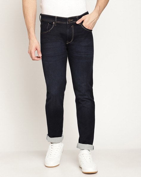 CRIMSOUNE CLUB Jeans : Buy CRIMSOUNE CLUB Men Dark Blue Jeans With 5 Pocket  Styling Online | Nykaa Fashion