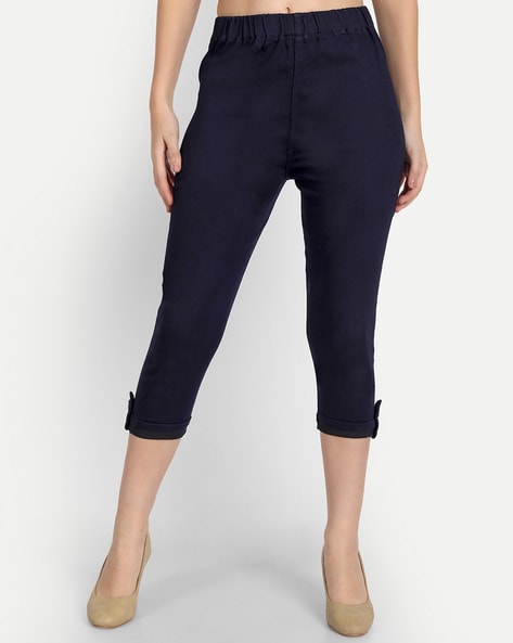 Crew Clothing Mia Cropped Trousers, Navy Blue at John Lewis & Partners