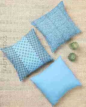 Set of 3 Handblock Printed Cushion Cover 16" x 16"