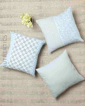 Set of 3 Dabu Handblock Alum Dyed Cushion Covers 16" x 16"