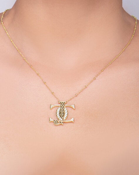 Chanel Double C Logo Crystal Necklace 24