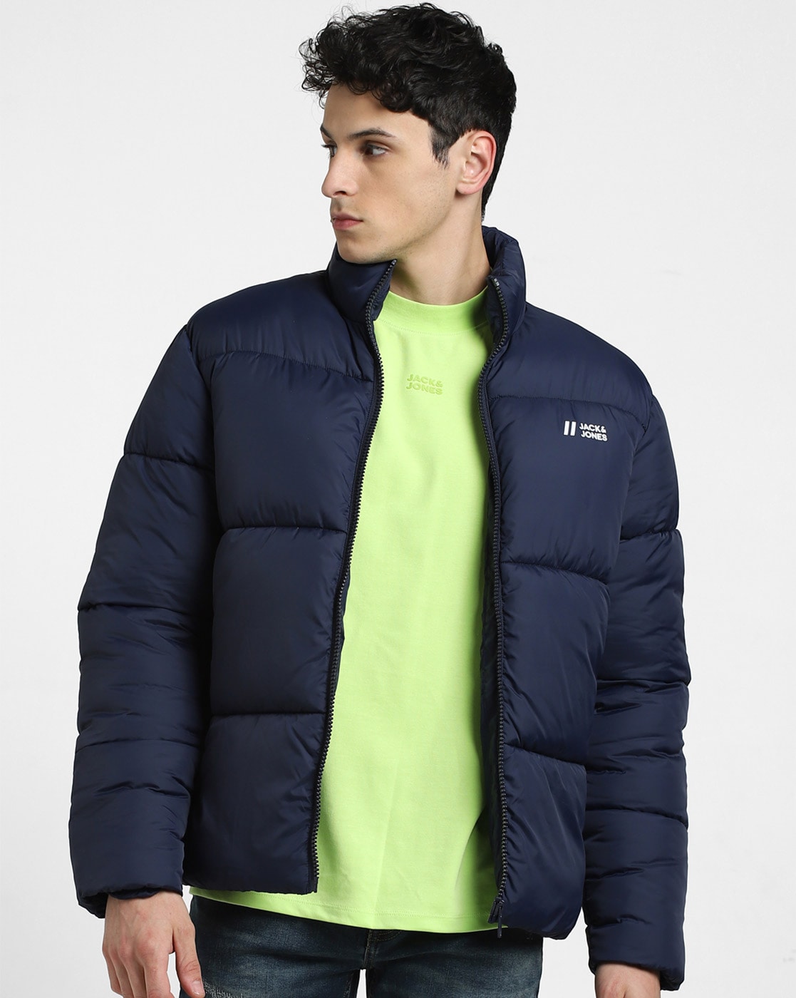 Buy Men Blue Puffer Vest Jacket Online