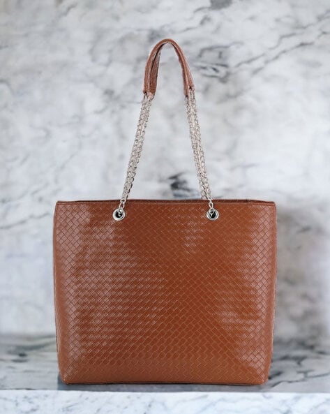 toteteca Embossed Shoulder Bag with Chain Strap