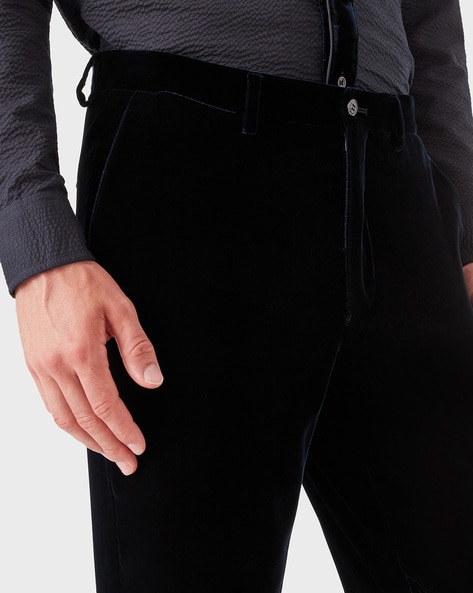 Slim velvet trousers for men, blue | PT Torino