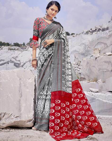 Buy Grey Sarees for Women by SATRANI Online