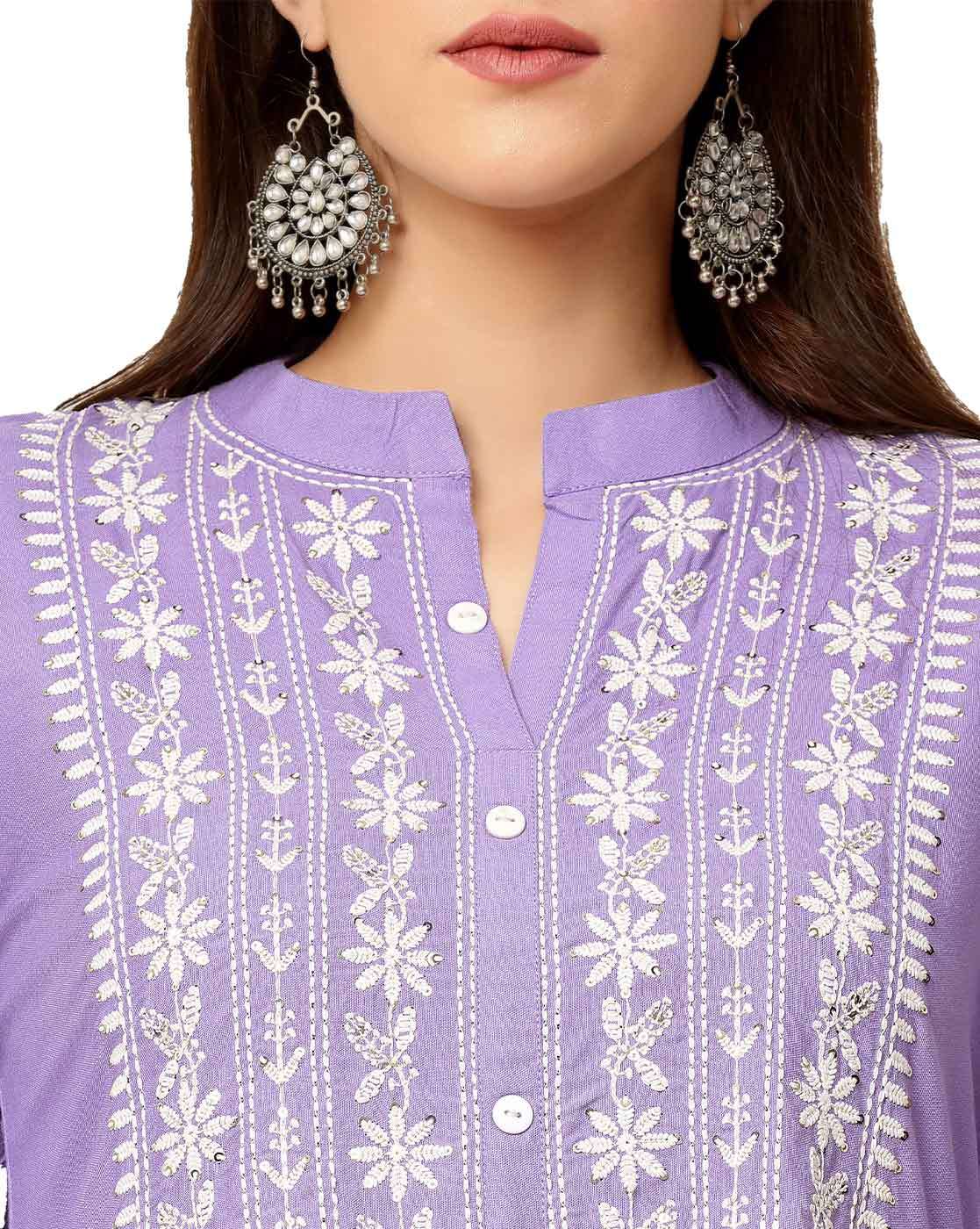 Shop Embroidered Cotton Kurta 3694 Online - Women Plus