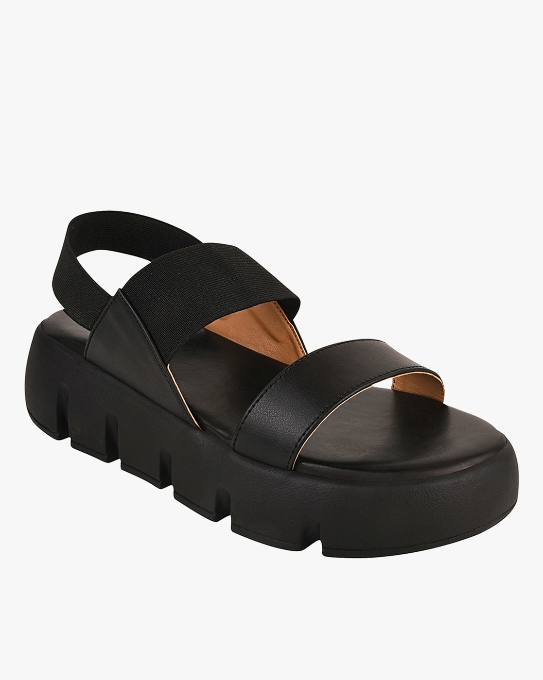 Black Flatform Sandals - Faux Leather Sandals - Chunky Sandals - Lulus