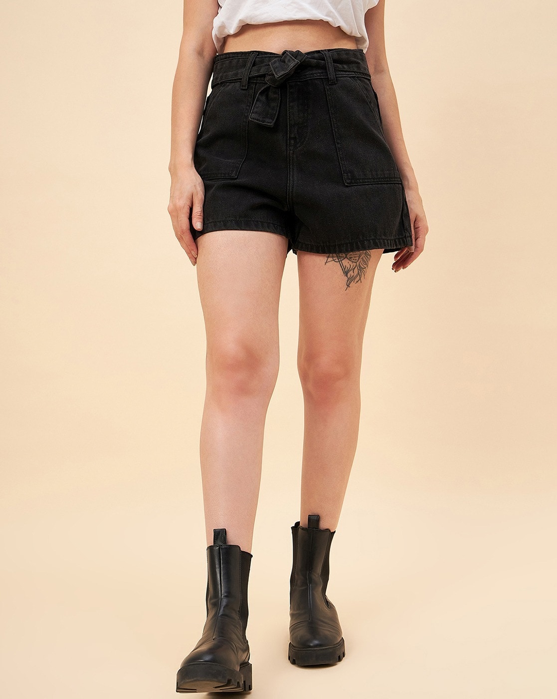 Black High Waisted Jean Shorts