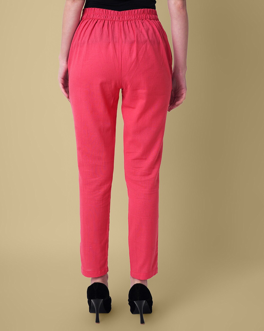 Coral loose fit elastic waistband leisure pants
