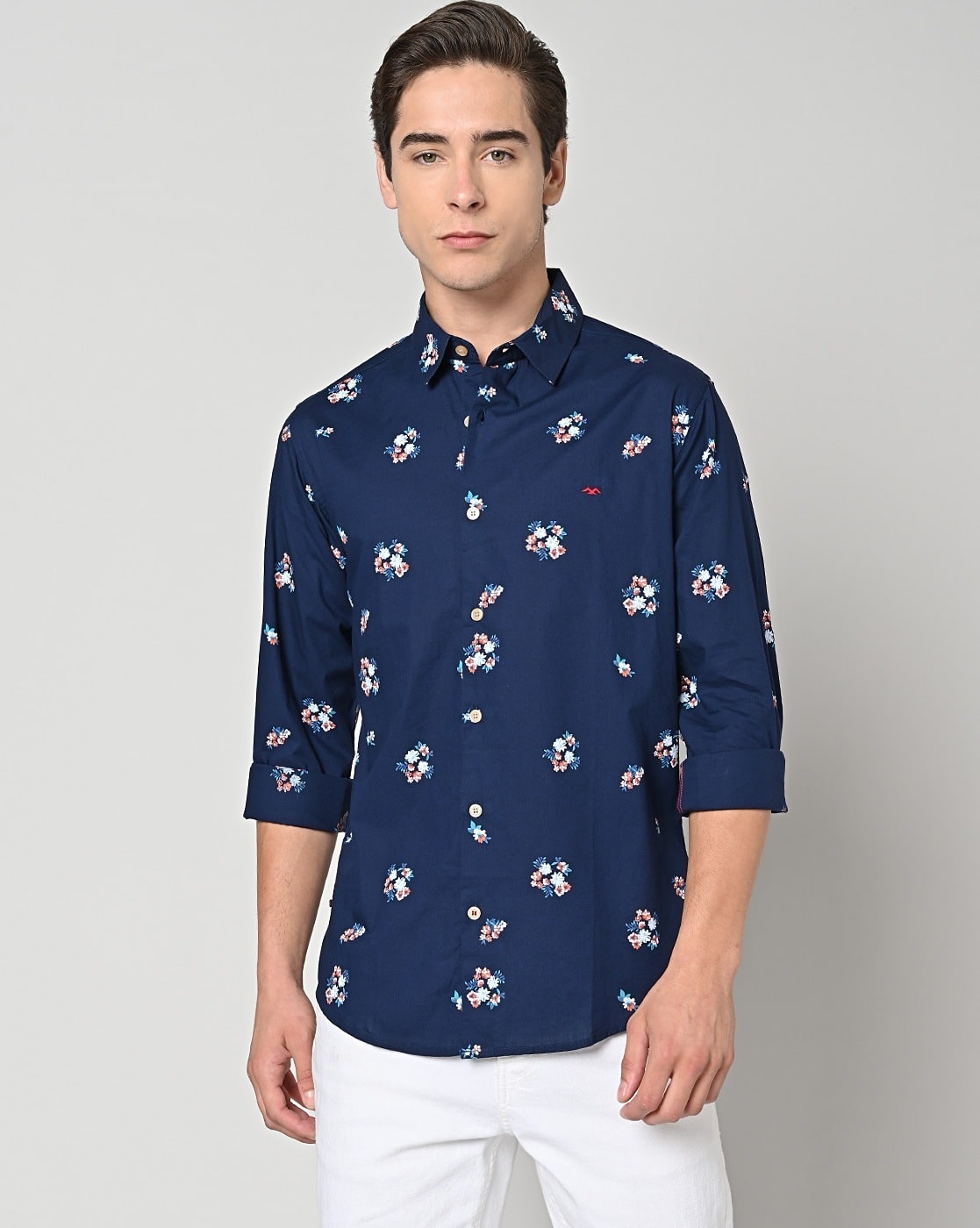Men Floral Print Slim Fit Shirt