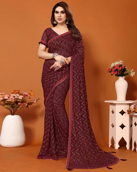 Casual Wear Printed 31689- Maroon Georgette Saree By Subhash Brand, Machine  Made, Size: 6.3 Mtr With Blouse at Rs 1321 in Surat