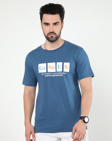 CAVALLA Typographic Regular Fit Crew- Neck T-Shirt
