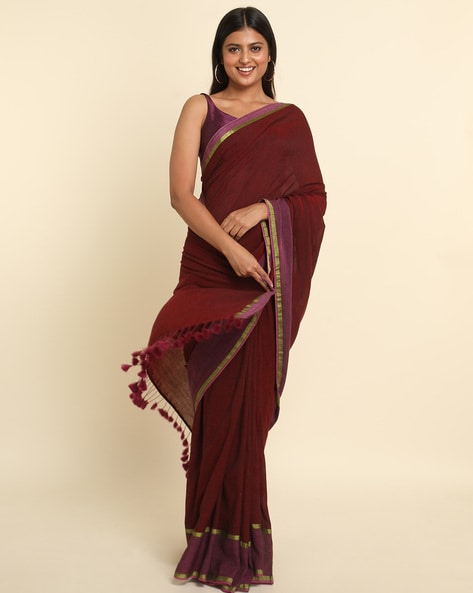 Silk Saree with blouse in Navy blue colour 2231