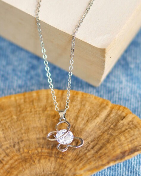Buy Rhea Neptune Pave Blue Stone Diamante Pendant Necklace online