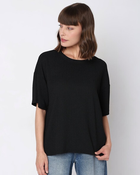 Vero Moda Textured Print Round-Neck T-Shirt