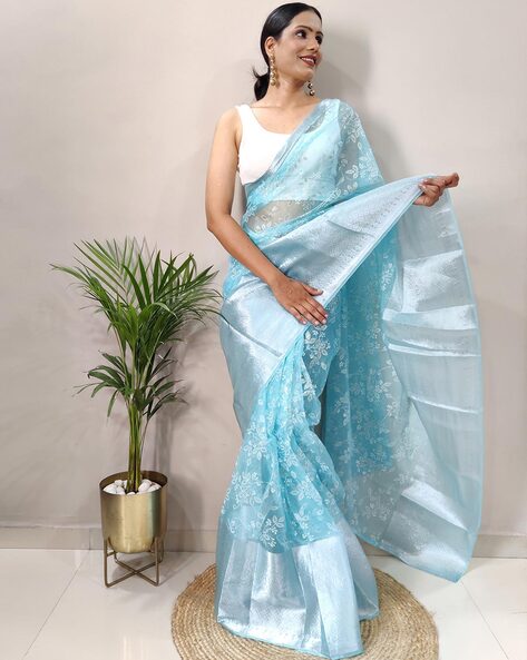 Buy blue south silk saree online on Karagiri | FLAT 60% OFF