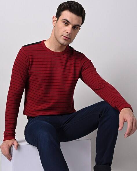 MUFTI Striped Slim Fit Crew-Neck T-Shirt