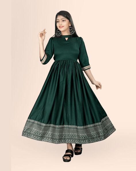 jsv fashion Women Gown Green Dress - Buy jsv fashion Women Gown Green Dress  Online at Best Prices in India | Flipkart.com