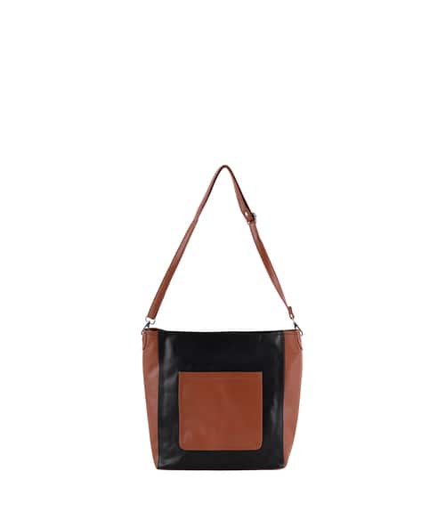 toteteca Colourblock Shoulder Bag with Detachable Strap