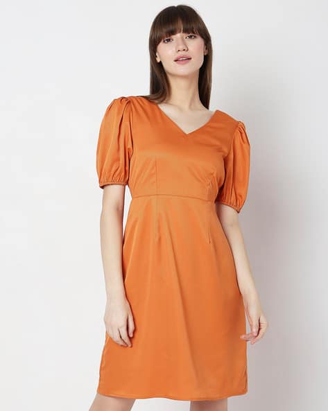 vero moda orange dress Vero Moda Ree Mini Frill Dress