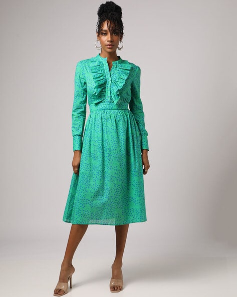 HIGH NECK SATIN DRESS - Green | ZARA Azerbaijan | Short dresses casual,  High collar dress, Dress