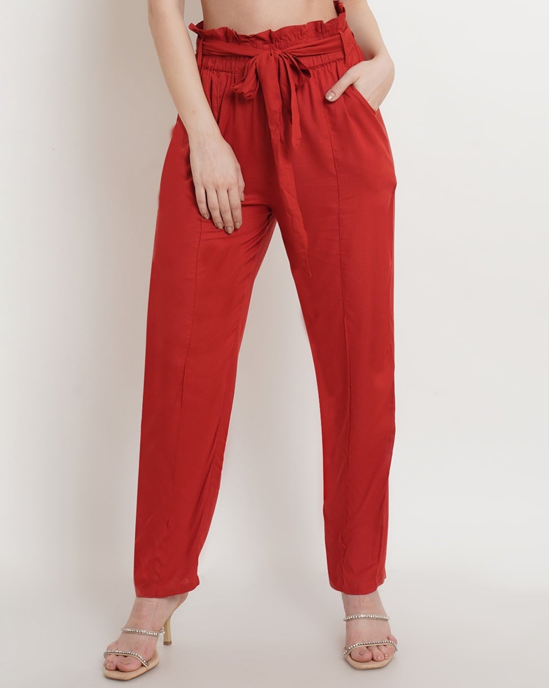 Buy Red Trousers & Pants for Women by POPWINGS Online