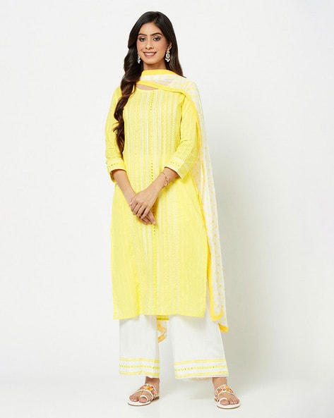 Buy Yellow Embroidered Shantun Festive Kurta Online - W for Woman