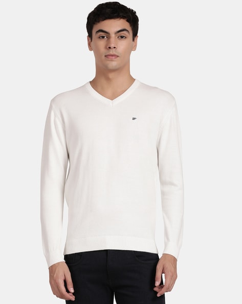 Mens off white v neck sweater sale