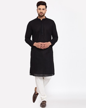 Kurta pajama black discount white