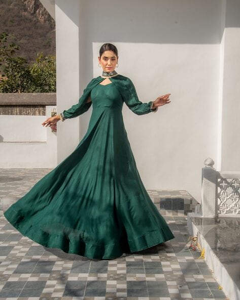 Resplendent Green Designer Gown -