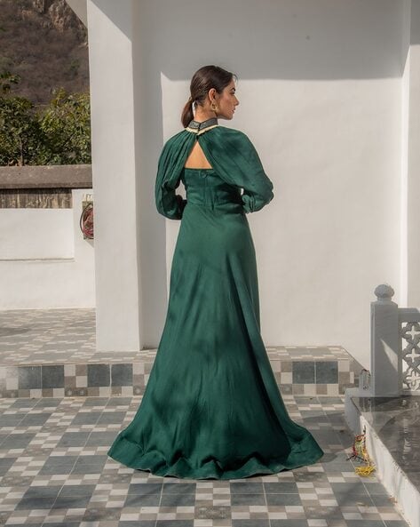 Evening Dresses Long With Sleeves 2022 Hunter Green Sequined Boat Neckline  A Line Court Train Prom Party Gowns 100% Real Stock - Evening Dresses -  AliExpress