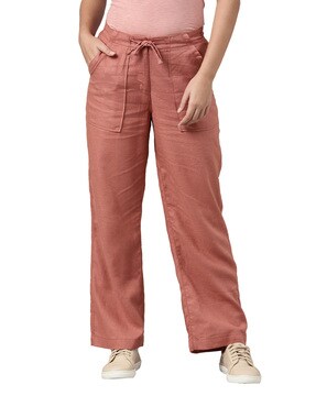 Buy GO COLORS Womens Solid Mid Rise Trousers | Shoppers Stop