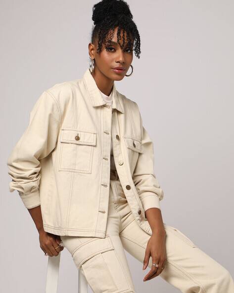 Encrustd Denim Shacket with Flap Pockets