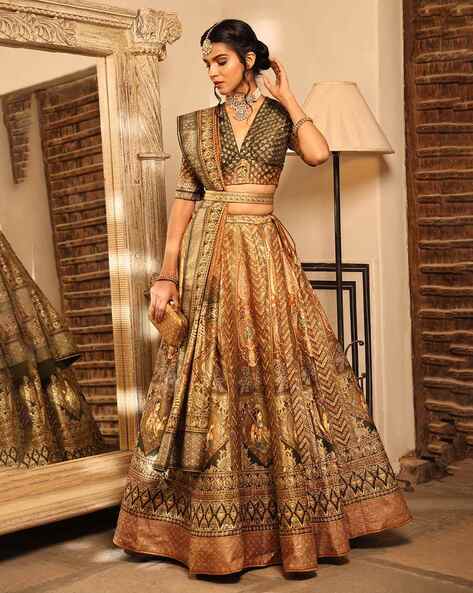 Gold Sequin Lehenga Set