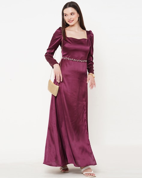 Plus Size Plus Size Pink Satin Knot Dress Online in India | Amydus