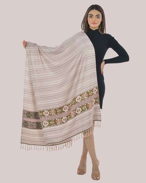 Striped Shawl with Tassels Price in India