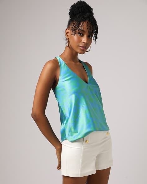 Encrustd Printed Halter-Neck Wrap Top
