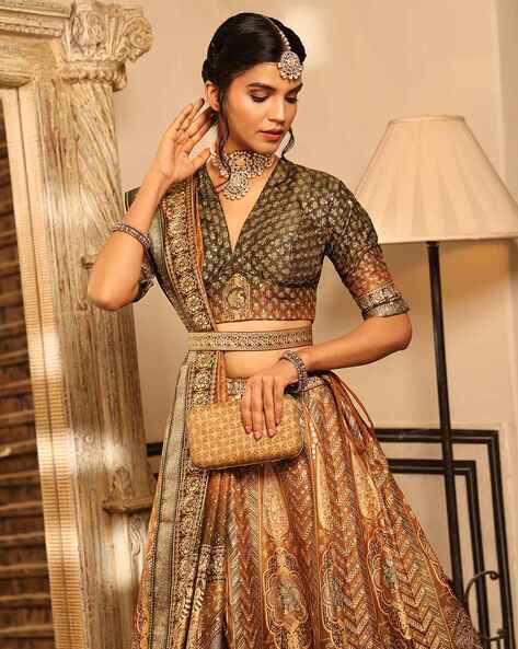 Buy Gold Lehenga Brocade Woven Anant Genda Embroidered Blouse Bridal Set  For Women by Archana Kochhar Online at Aza Fashions.