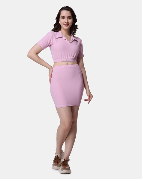 Pink pencil skirt 2025 and crop top